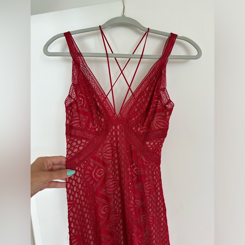 Red lace gown